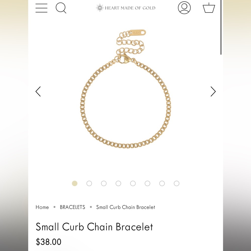NWT Heart Made Of Gold Small Curb Chain Bracelet 3mm